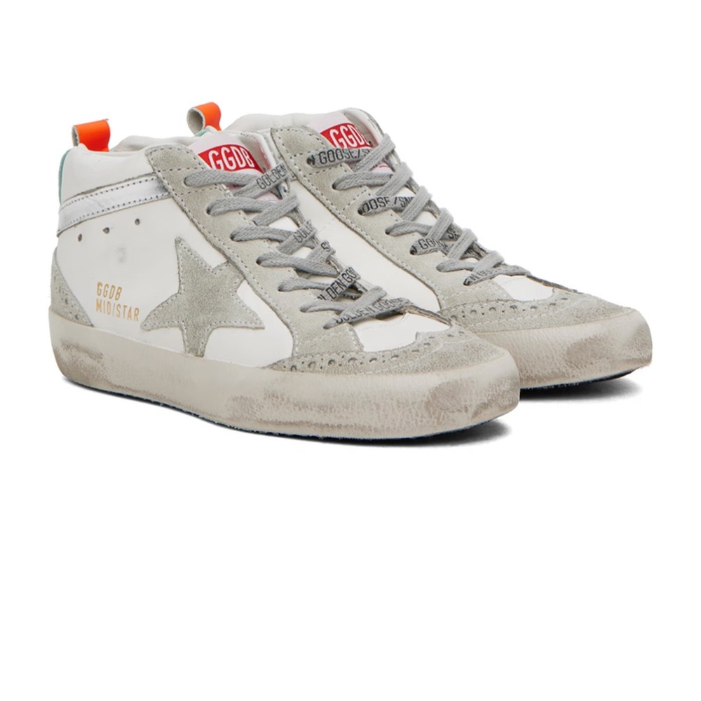 Golden Goose Exclusive White & Grey Mid Star Classic Sneakers
